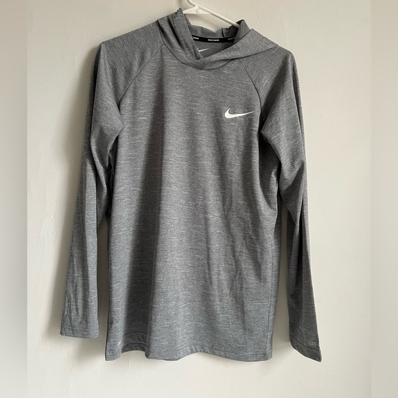 SMALL Nike Heather Long Sleeve Hooded Hydroguard UPF swim pullover grey men’s - Picture 2 of 4